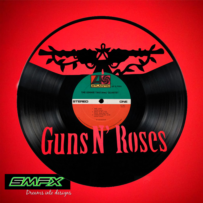 guns and roses Laser Cut Vinyl Record artist representation or vinyl clock