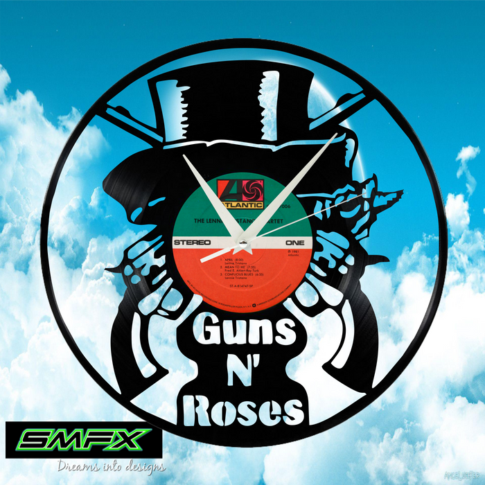 guns and roses Laser Cut Vinyl Record artist representation or vinyl clock