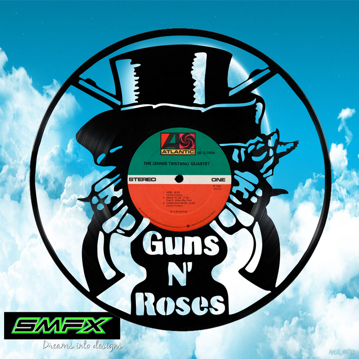 guns and roses Laser Cut Vinyl Record artist representation or vinyl clock