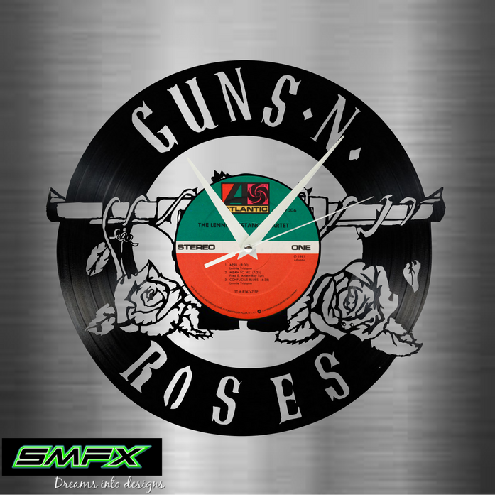 guns and roses Laser Cut Vinyl Record artist representation or vinyl clock
