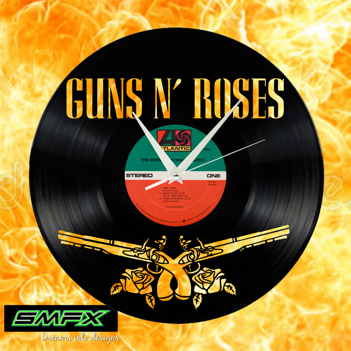 guns and roses Laser Cut Vinyl Record artist representation or vinyl clock