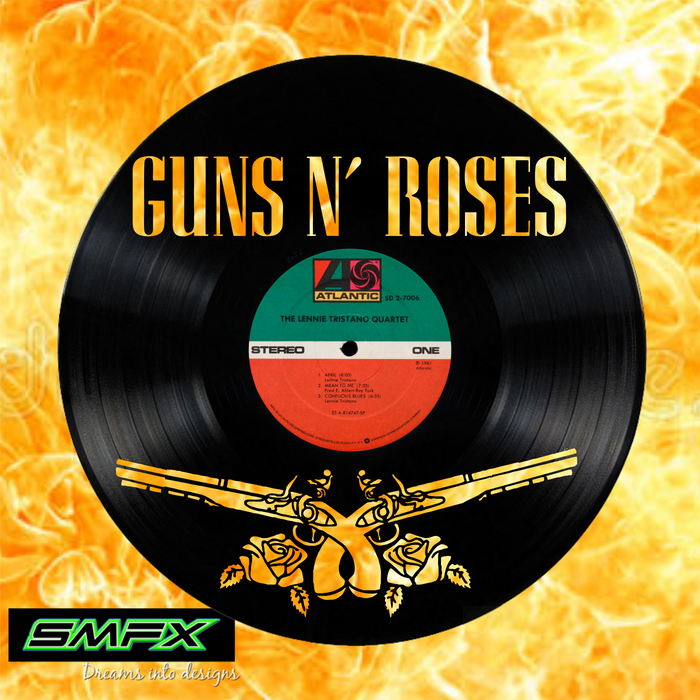 guns and roses Laser Cut Vinyl Record artist representation or vinyl clock