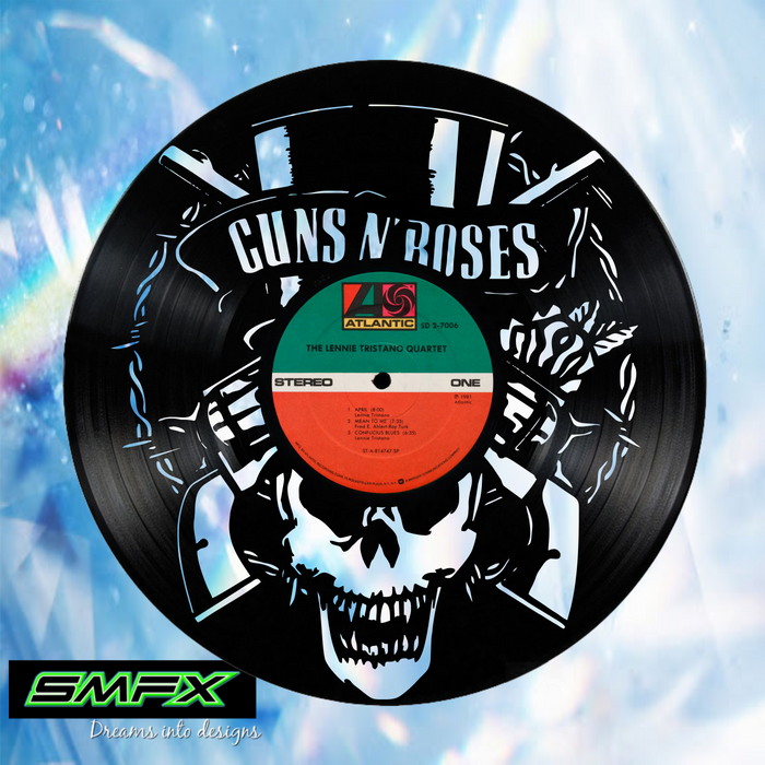 guns and roses Laser Cut Vinyl Record artist representation or vinyl clock
