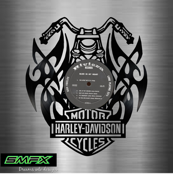 harley Laser Cut Vinyl Record artist representation or vinyl clock