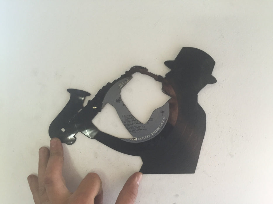saxophone player Laser Cut Vinyl Record artist representation sax