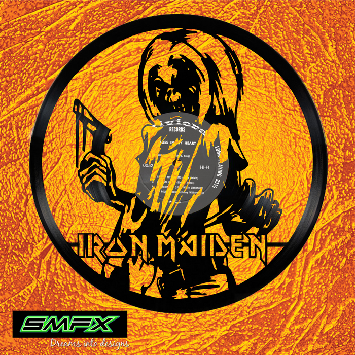 iron maiden Laser Cut Vinyl Record artist representation or vinyl clock