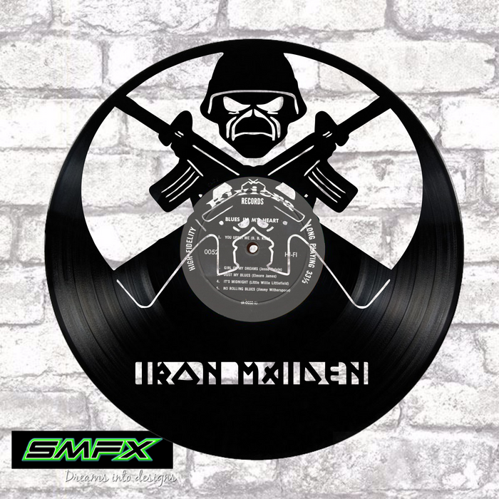 iron maiden Laser Cut Vinyl Record artist representation or vinyl clock