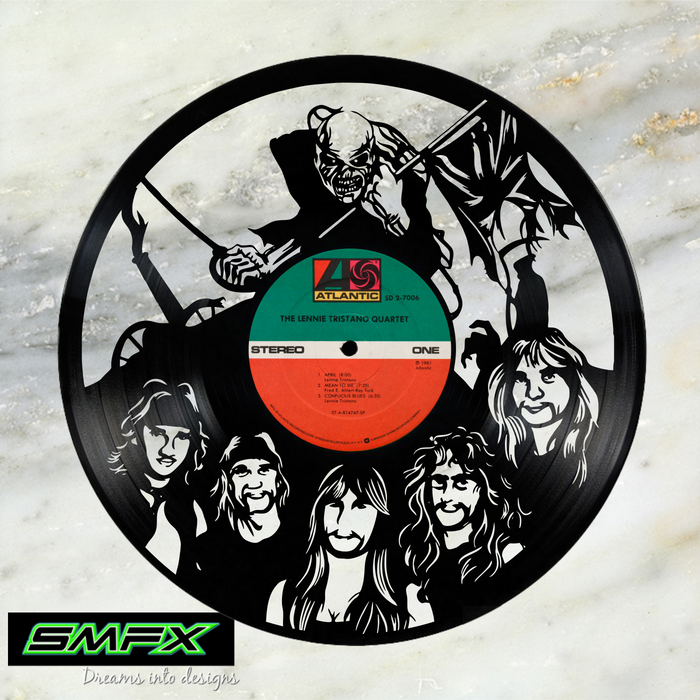 iron maiden Laser Cut Vinyl Record artist representation or vinyl clock