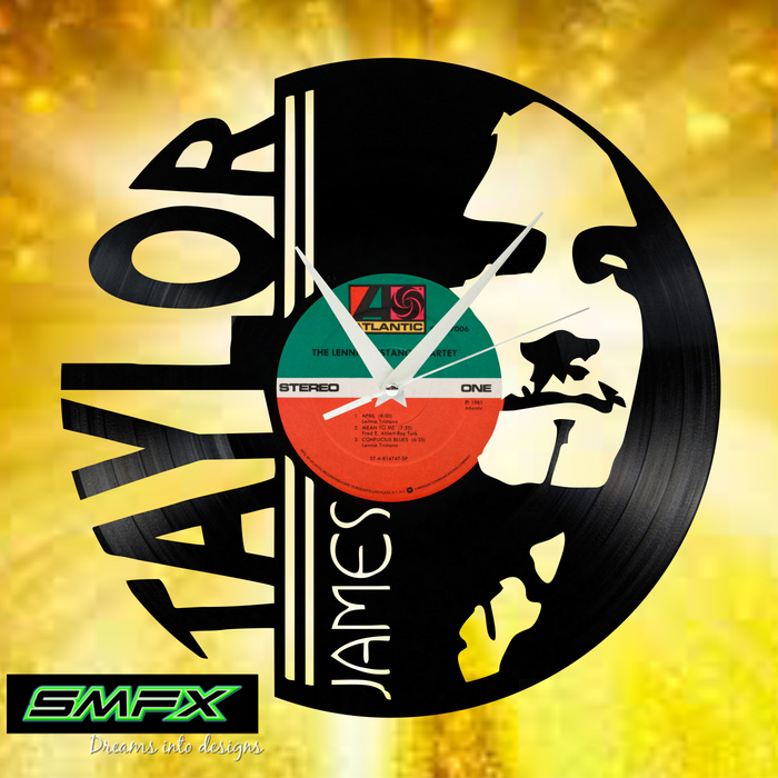 James Taylor Laser Cut Vinyl Record artist representation or vinyl clock