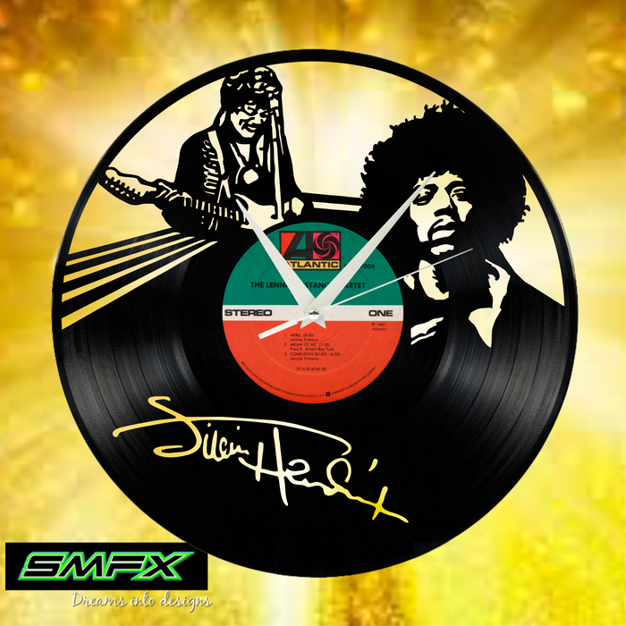 jimi hendrix Laser Cut Vinyl Record artist representation or vinyl clock