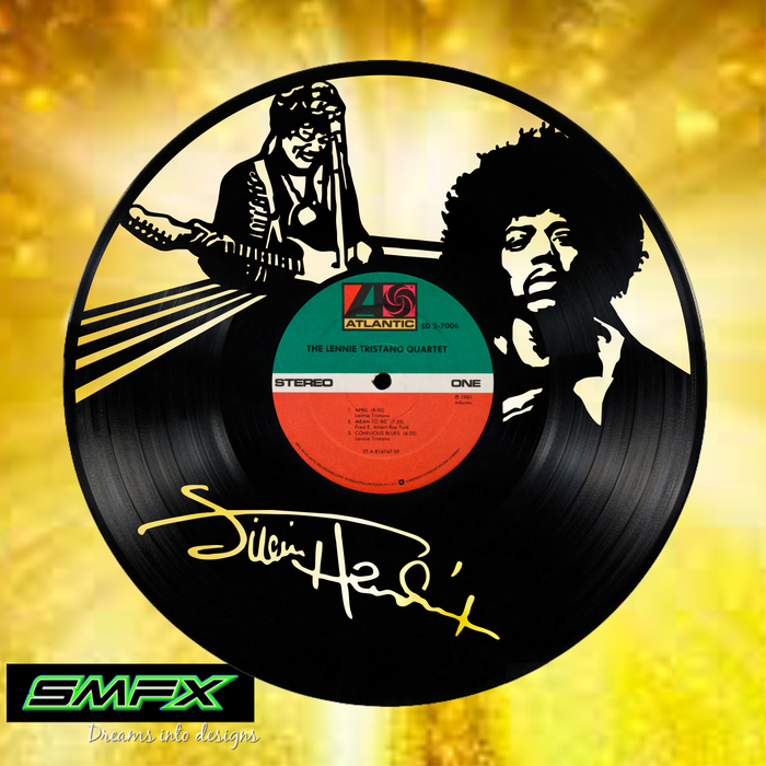 jimi hendrix Laser Cut Vinyl Record artist representation or vinyl clock