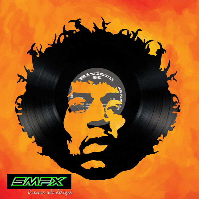 jimi hendrix Laser Cut Vinyl Record artist representation or vinyl clock