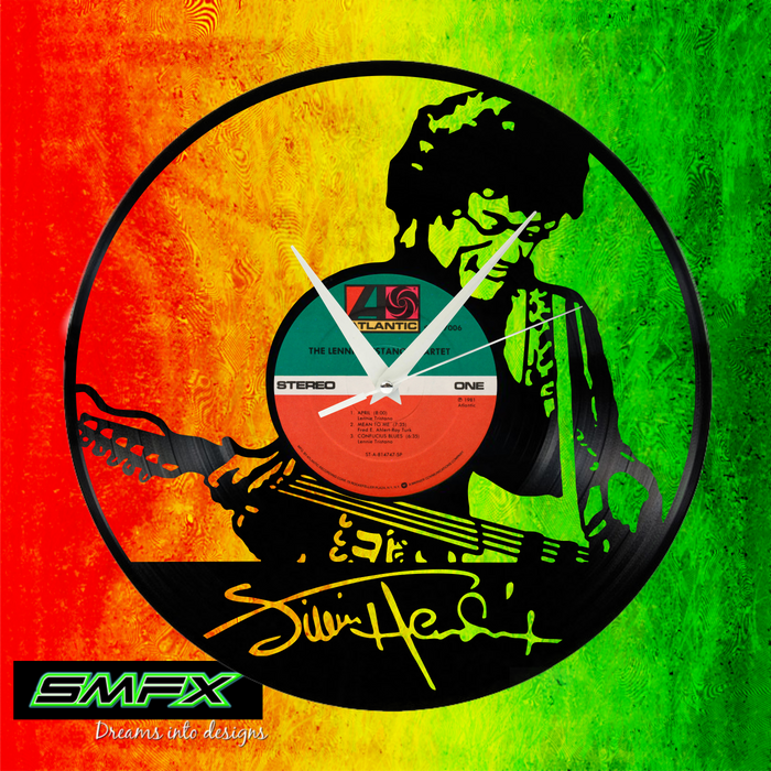 jimi hendrix Laser Cut Vinyl Record artist representation or vinyl clock