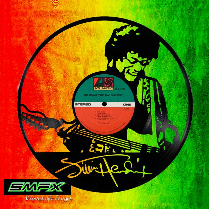 jimi hendrix Laser Cut Vinyl Record artist representation or vinyl clock