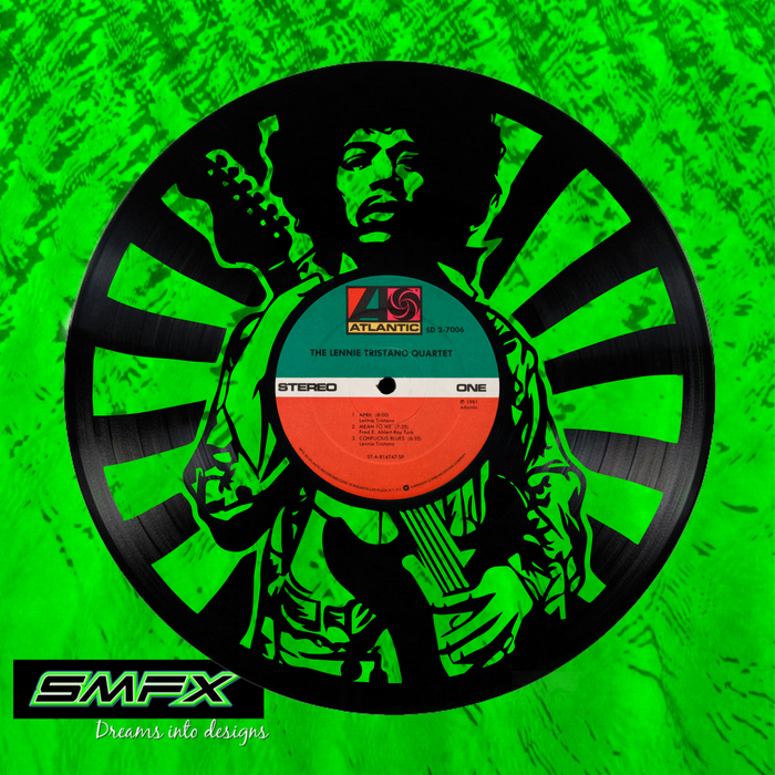 jimi hendrix Laser Cut Vinyl Record artist representation or vinyl clock