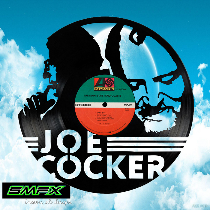 Joe Cocker Laser Cut Vinyl Record artist representation or vinyl clock