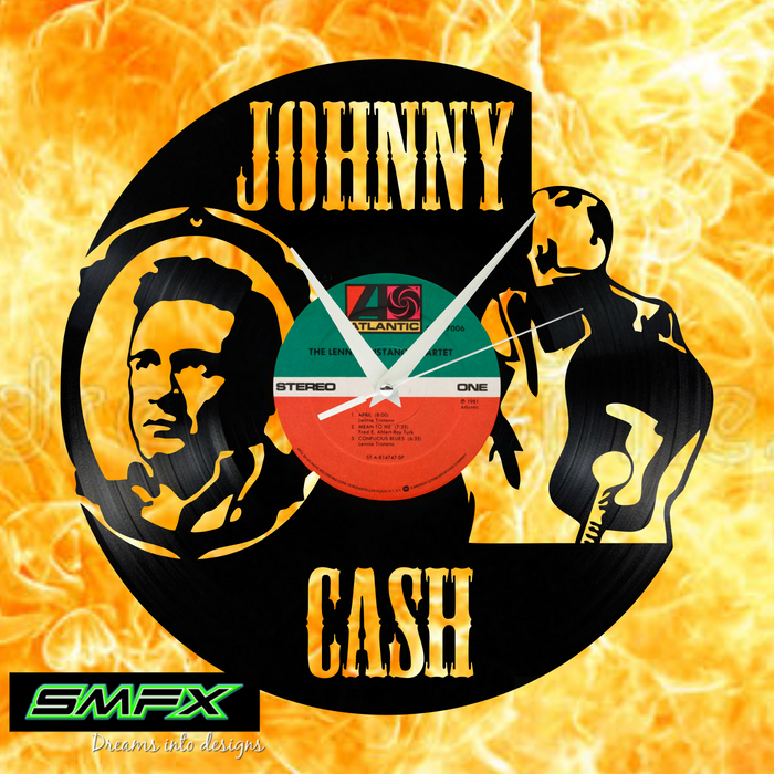 johnny cash Laser Cut Vinyl Record artist representation or vinyl clock