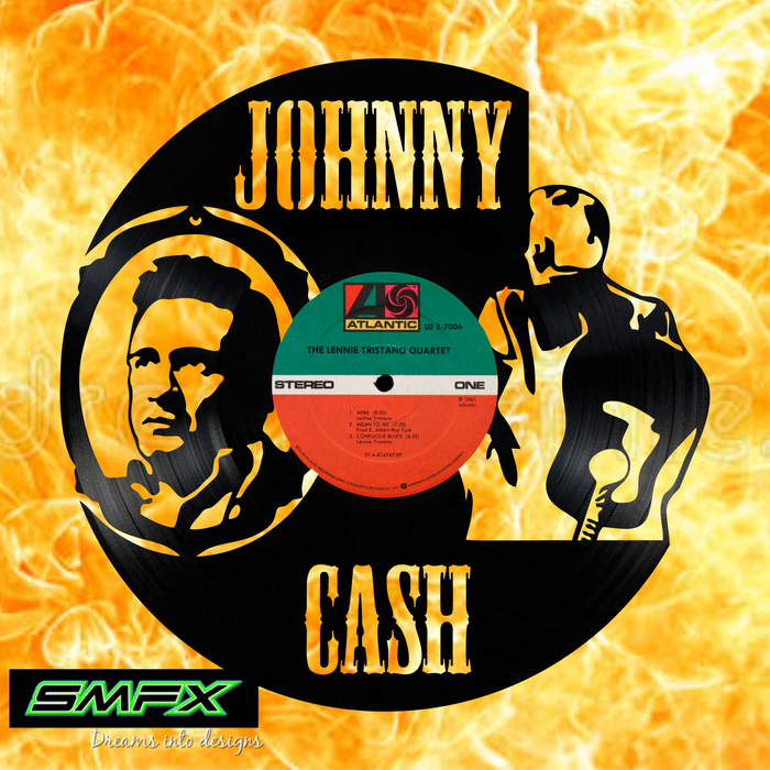 johnny cash Laser Cut Vinyl Record artist representation or vinyl clock