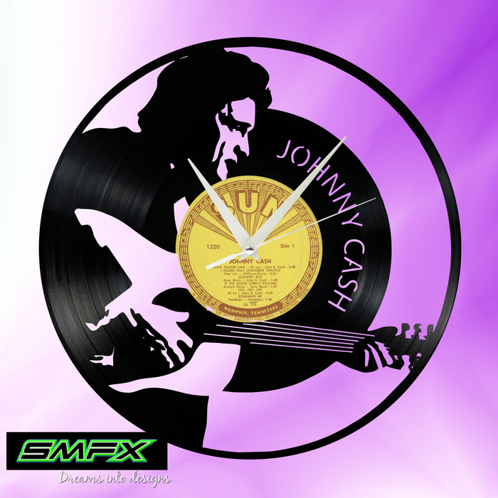 johnny cash Laser Cut Vinyl Record artist representation or vinyl clock