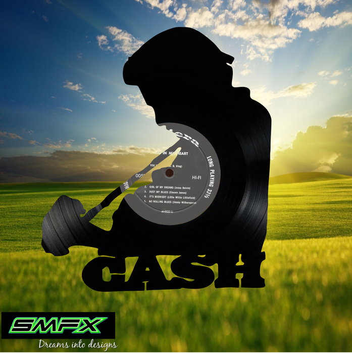 johnny cash Laser Cut Vinyl Record artist representation or vinyl clock