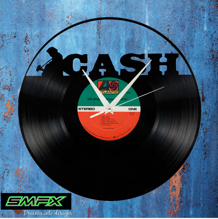 johnny cash Laser Cut Vinyl Record artist representation or vinyl clock