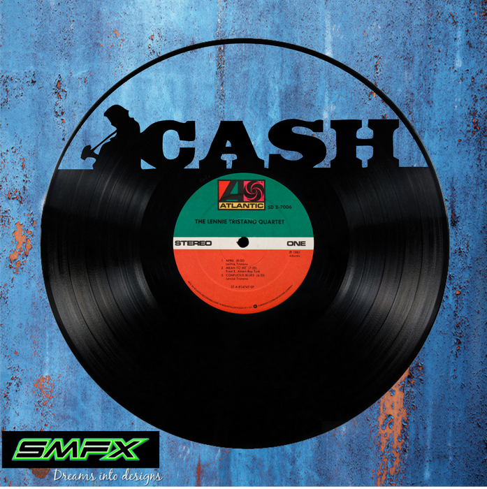 johnny cash Laser Cut Vinyl Record artist representation or vinyl clock