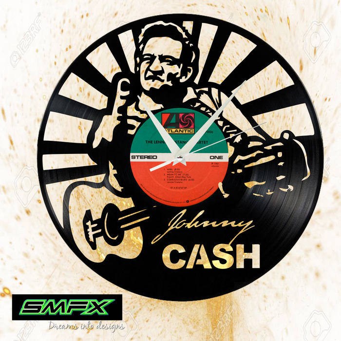johnny cash Laser Cut Vinyl Record artist representation or vinyl clock