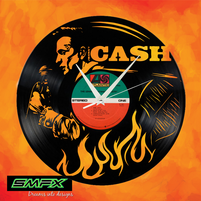 johnny cash Laser Cut Vinyl Record artist representation or vinyl clock
