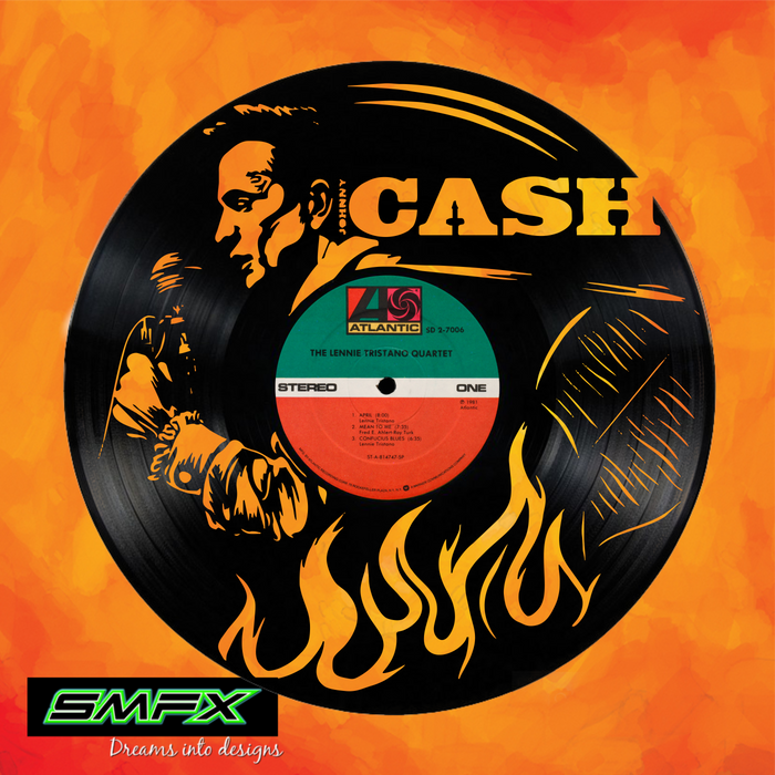 johnny cash Laser Cut Vinyl Record artist representation or vinyl clock