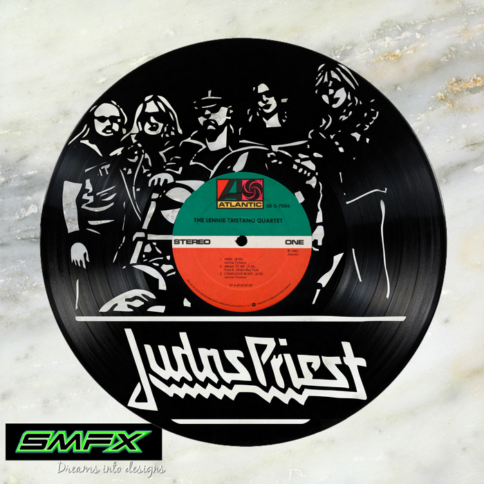 Judas Priest Laser Cut Vinyl Record artist representation or vinyl clock