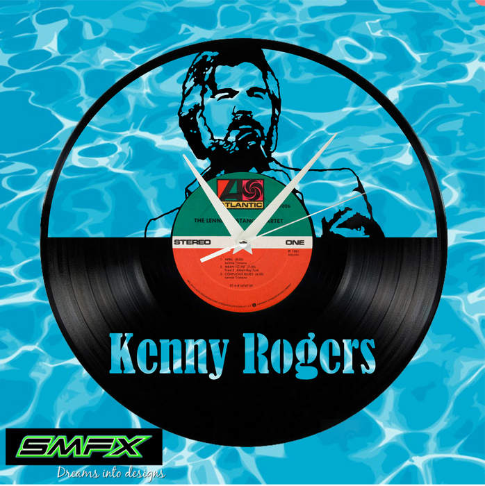 kenny rogers Laser Cut Vinyl Record artist representation or vinyl clock