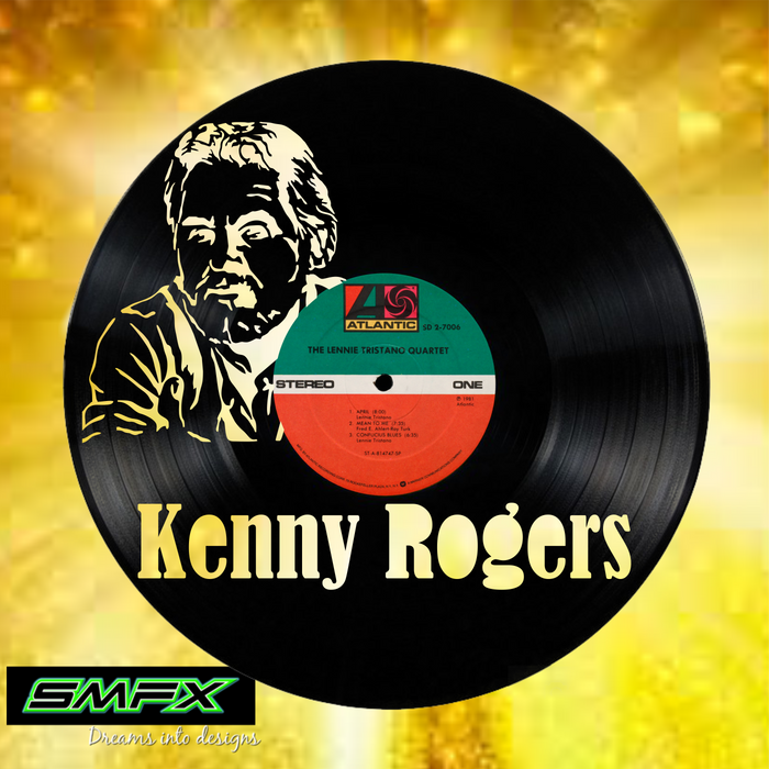 kenny rogers Laser Cut Vinyl Record artist representation or vinyl clock