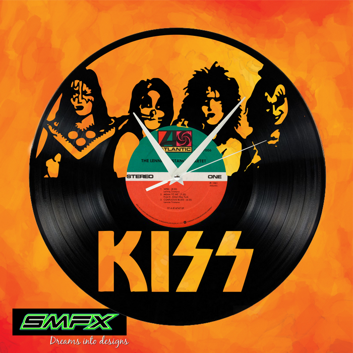 kiss Laser Cut Vinyl Record artist representation or vinyl clock