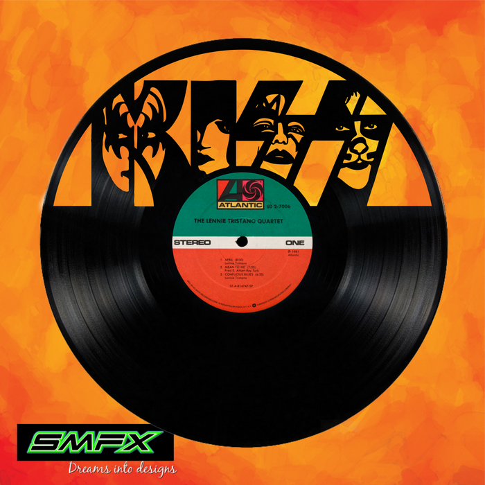 kiss Laser Cut Vinyl Record artist representation or vinyl clock