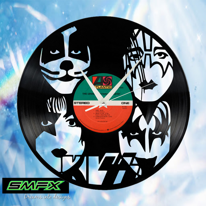 kiss Laser Cut Vinyl Record artist representation or vinyl clock
