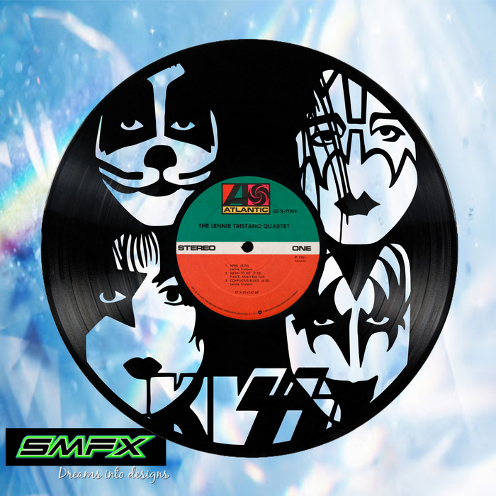 kiss Laser Cut Vinyl Record artist representation or vinyl clock