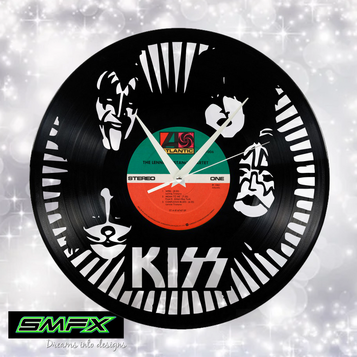 kiss Laser Cut Vinyl Record artist representation or vinyl clock