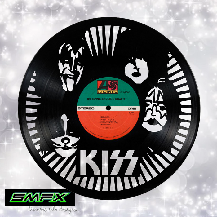 kiss Laser Cut Vinyl Record artist representation or vinyl clock