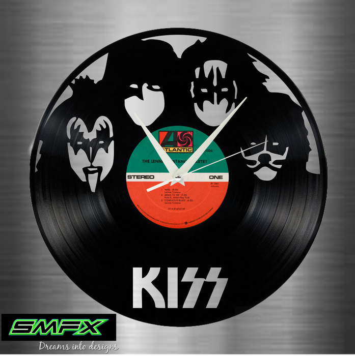 kiss Laser Cut Vinyl Record artist representation or vinyl clock