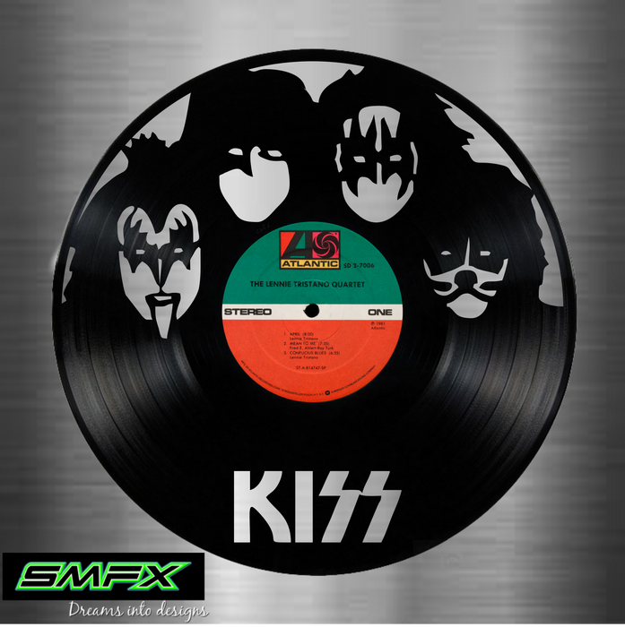 kiss Laser Cut Vinyl Record artist representation or vinyl clock