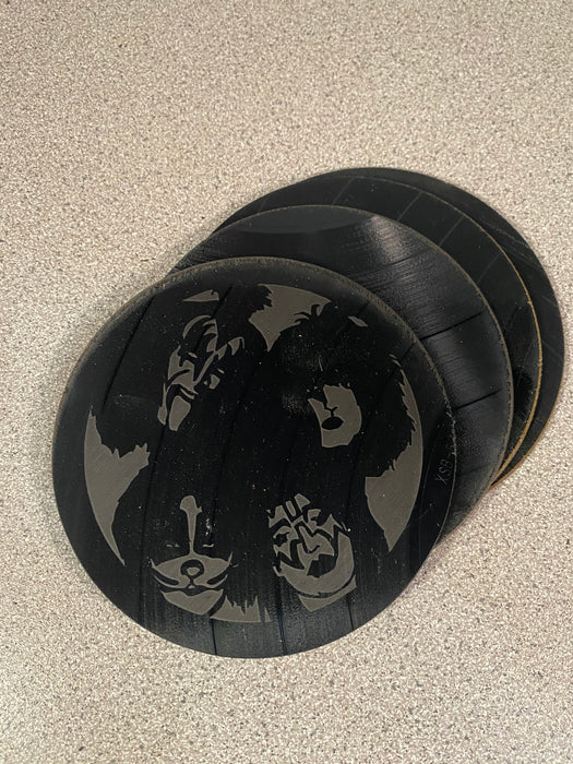 kiss Laser Engraved Coaster Set of 4 Cut Vinyl Record artist representation