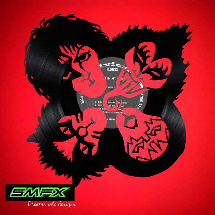 kiss Laser Cut Vinyl Record artist representation or vinyl clock