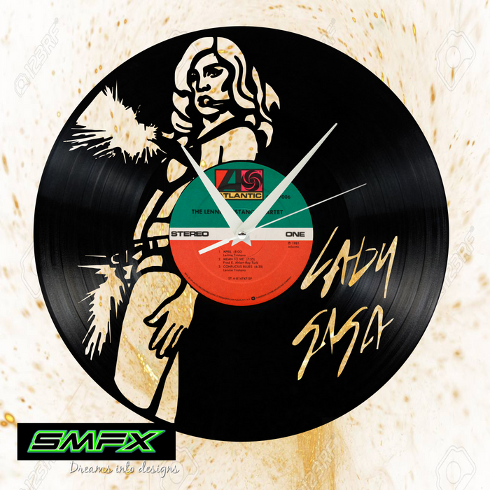 lady gaga Laser Cut Vinyl Record artist representation or vinyl clock