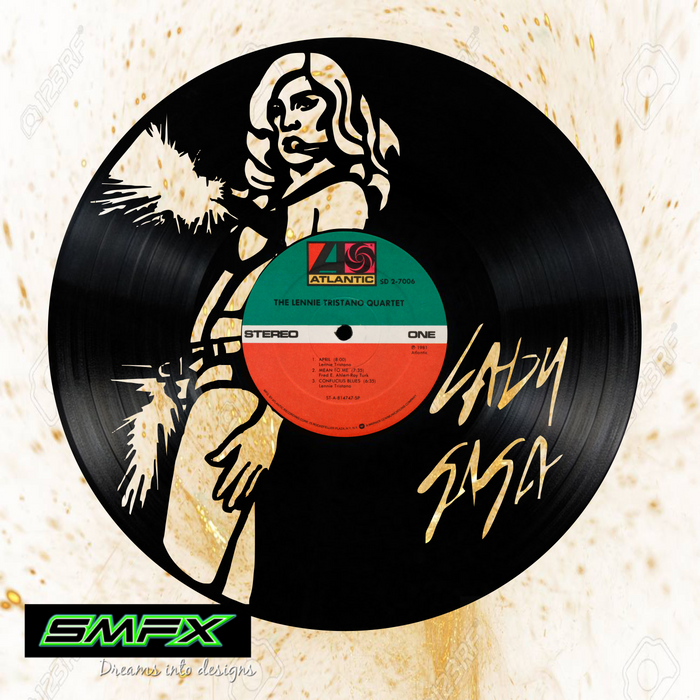 lady gaga Laser Cut Vinyl Record artist representation or vinyl clock