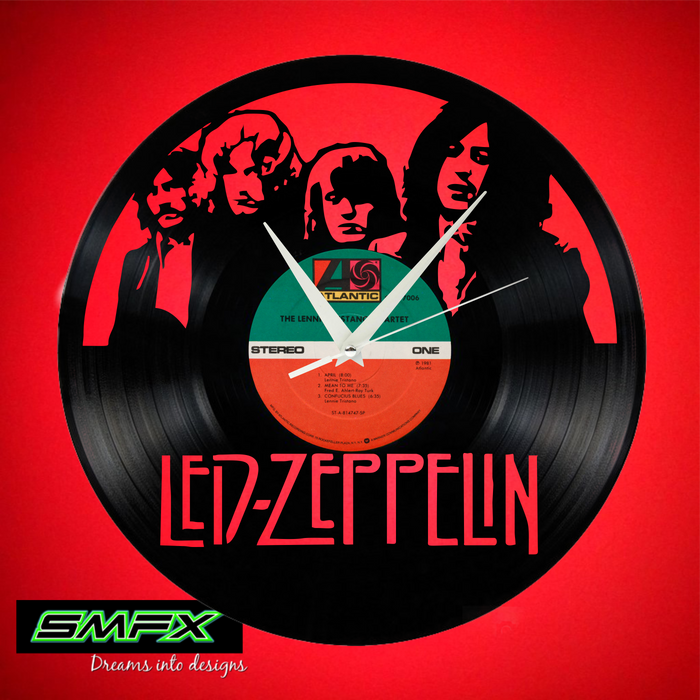 Led Zeppelin Laser Cut Vinyl Record artist representation or vinyl clock
