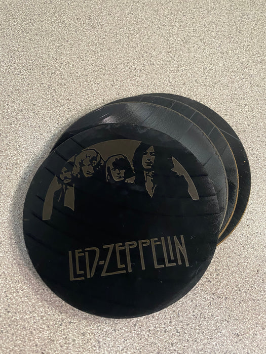 led zepplin Laser Engraved Coaster Set of 4 Cut Vinyl Record artist representation