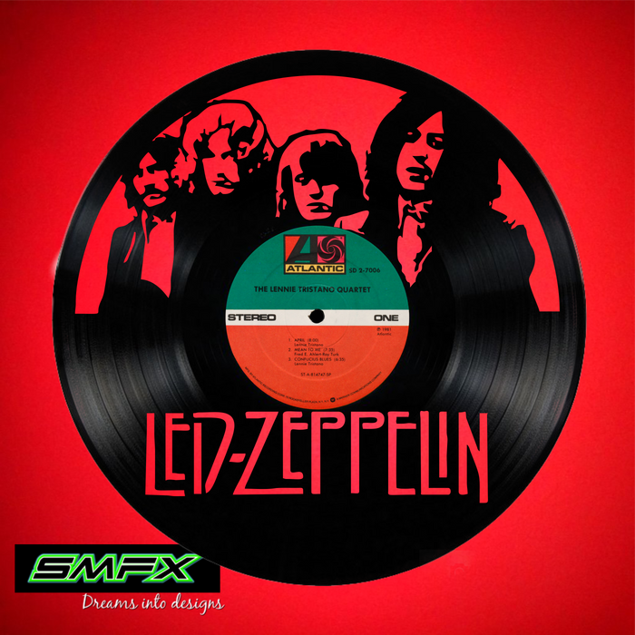 Led Zeppelin Laser Cut Vinyl Record artist representation or vinyl clock