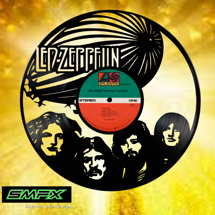 Led Zeppelin Laser Cut Vinyl Record artist representation or vinyl clock