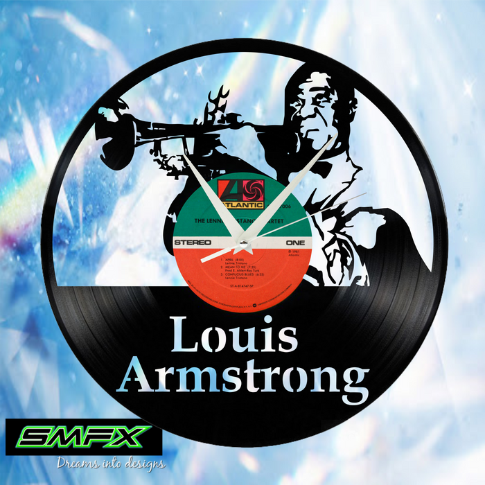 louis armstrong Laser Cut Vinyl Record artist representation or vinyl clock