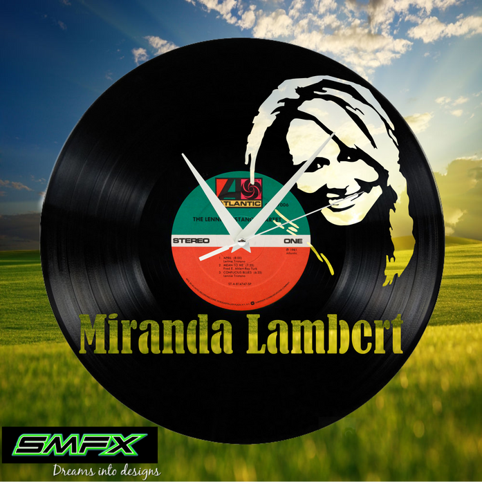 miranda lambert Laser Cut Vinyl Record artist representation or vinyl clock